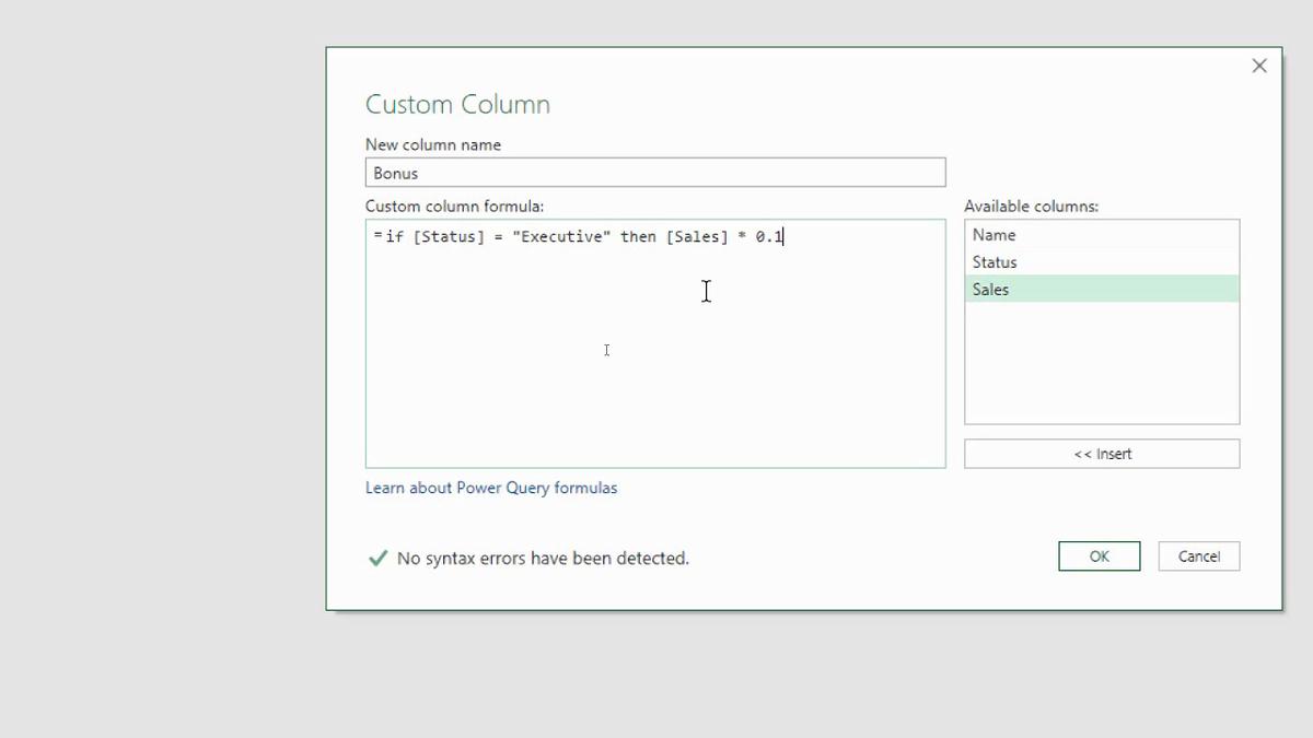 How to write an if function in power query including nested ifs