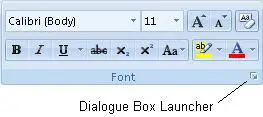 Dialogue Box Launcher button in Font group