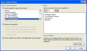 Insert an address block to the mail merge labels