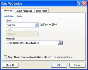 Prevent duplicates in Excel