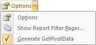 options Options button under PivotTable Tools