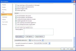 File Locations button in Word Options