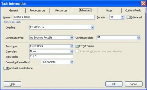 Add a deadline date to a task in MS Project