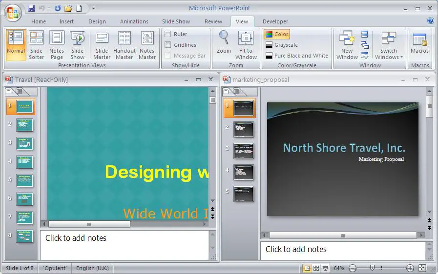 how to display 2 powerpoint presentations at the same time