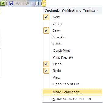 Customise the Quick Access Toolbar