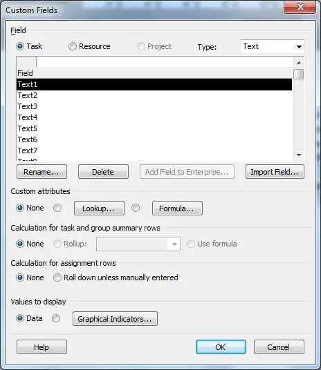 Creating a custom field in MS Project