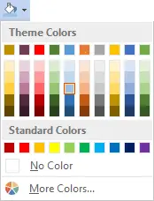 Saved theme colours listed when applying a fill colour