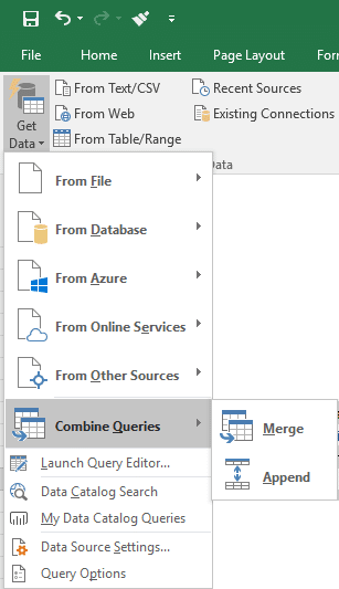 Starting the Append Query to combine multiple worksheets data