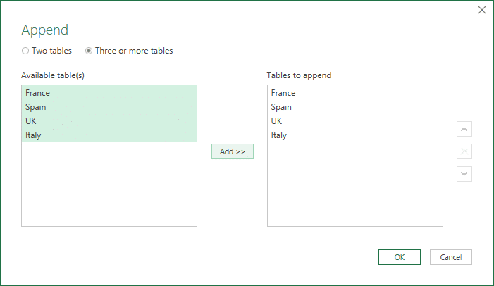 Choosing the tables to combine into one