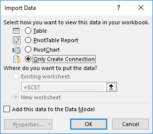 Creating the connection with a query