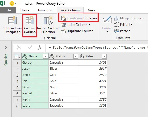 Adding a Custom Column in Power Query