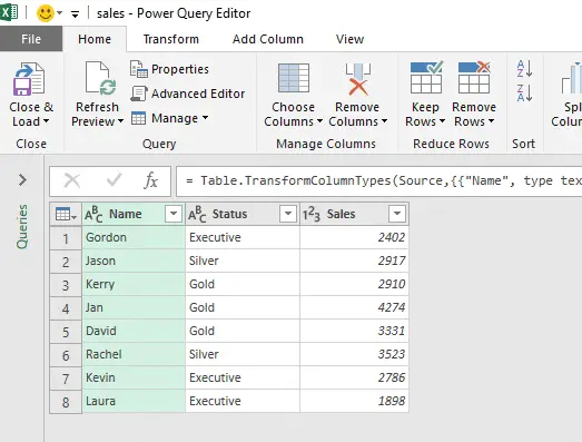 Sample data to write if function in power query