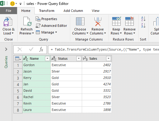 Sample data to write if function in power query