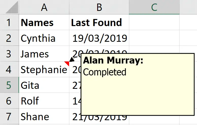 Search for text in a comment with Excel VBA Find