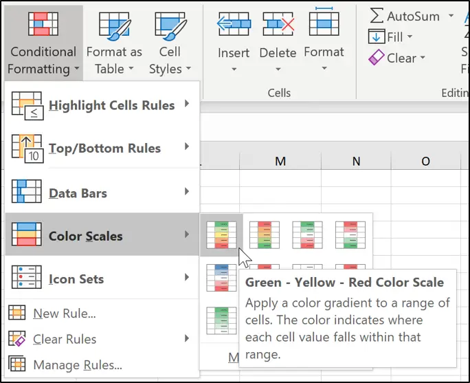 Green-Yellow-Red color scale applied