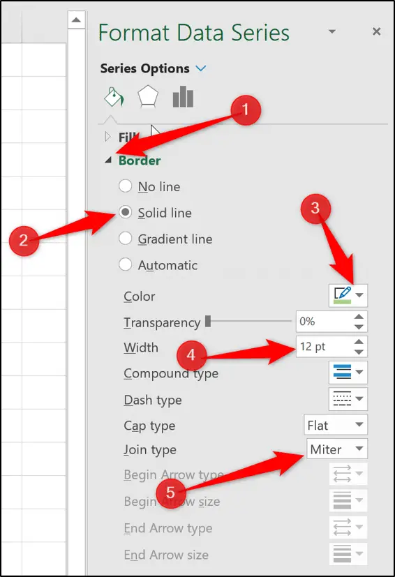 Change the border settings for the bar in bar chart