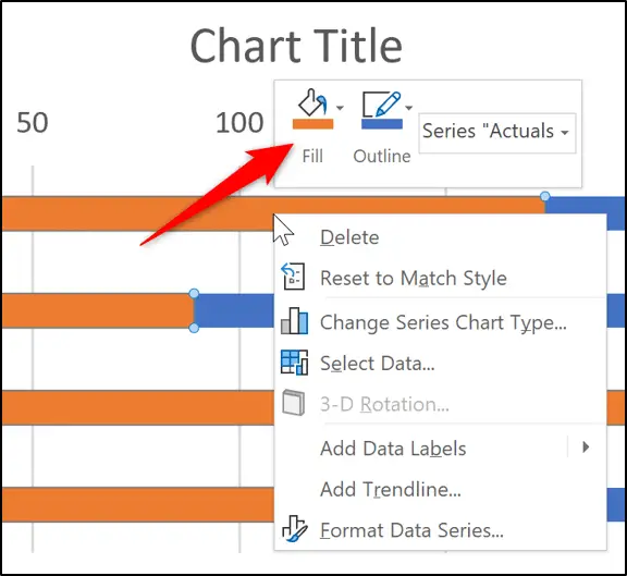 Changing the fill colour of a data series