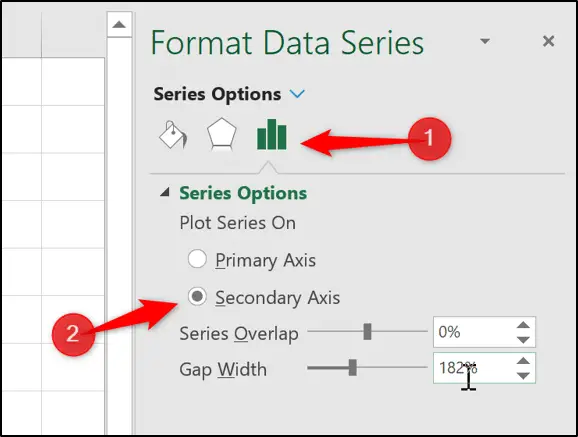 Format data series to show a secondary axis