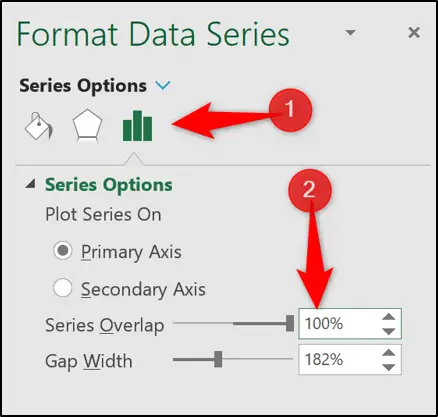 Enter 100% for the series overlap