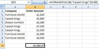 Excel AVERAGEIF function