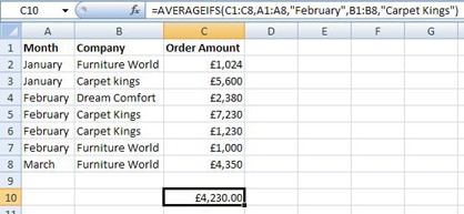 Excel AVERAGEIFS function