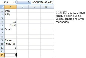 Excel COUNTA function