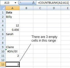 Excel COUNTA function