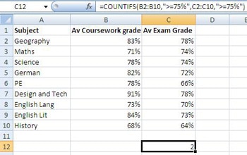 Excel COUNTIFS function