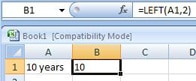 Excel LEFT function to extract characters from start of a cell