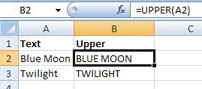 Excel UPPER function to convert text to uppercase