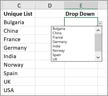 Dynamic Data Validation list