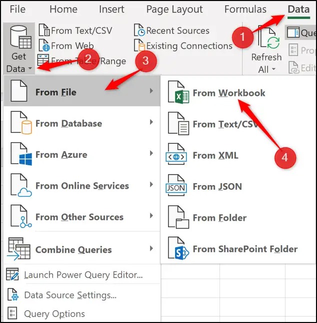 Get data from another Excel workbook