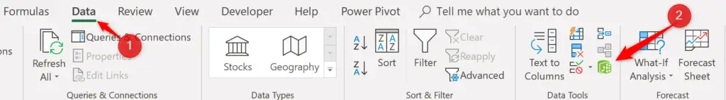 The Manage Data Model button on the Data tab