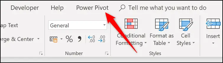 The Power Pivot tab on the Ribbon