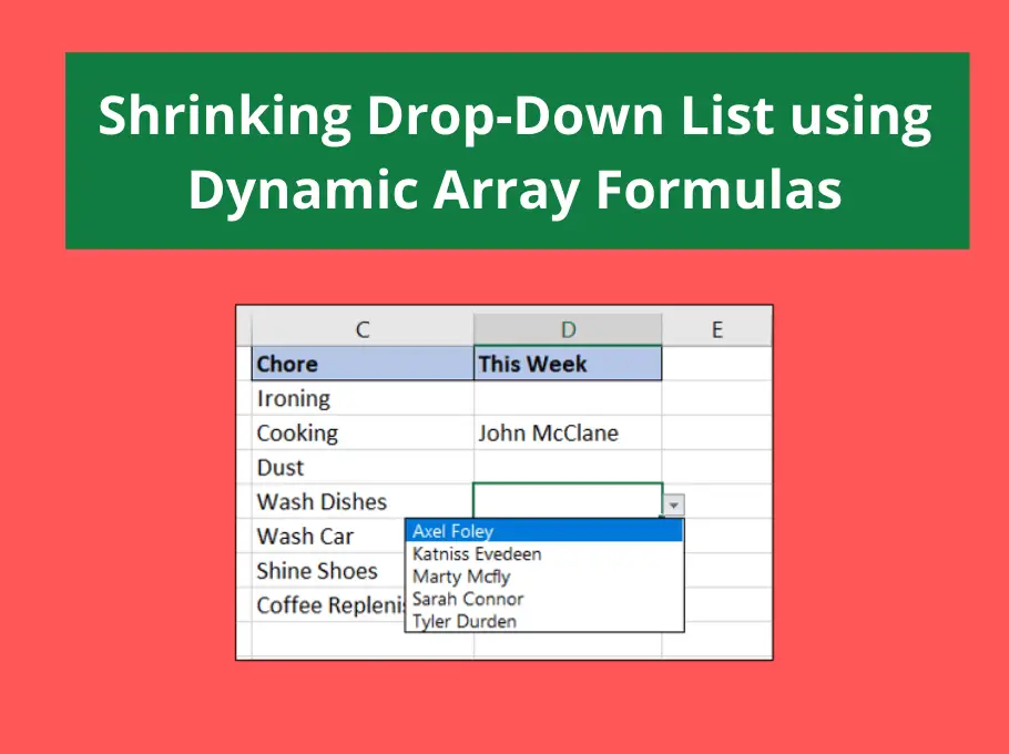 Shrinking drop-down list in Excel with dynamic array formulas