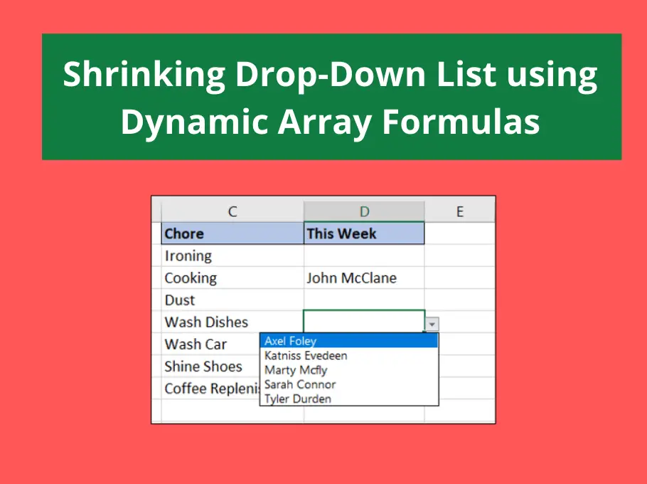 Shrinking Drop-Down List using Dynamic Array Formulas