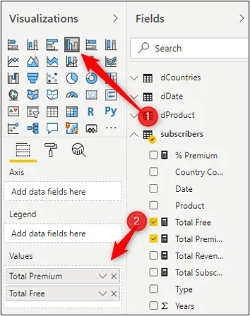 Add a column chart to the report