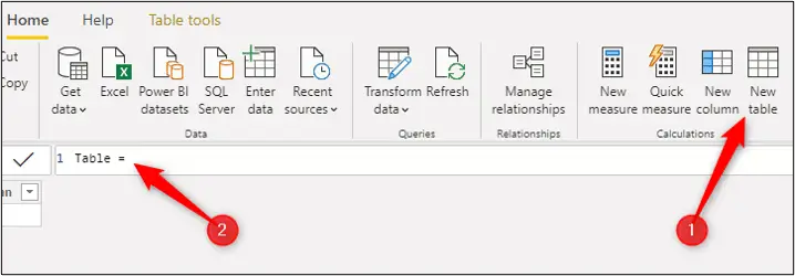 Create a new table using DAX