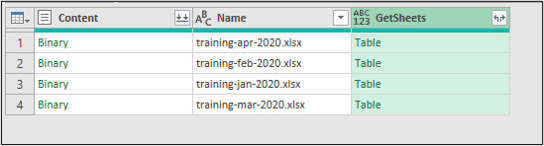 Custom column with a table of objects for each workbook