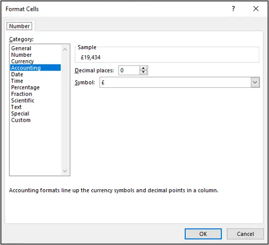 Format Pivot Table values in accounting format to zero decimal places