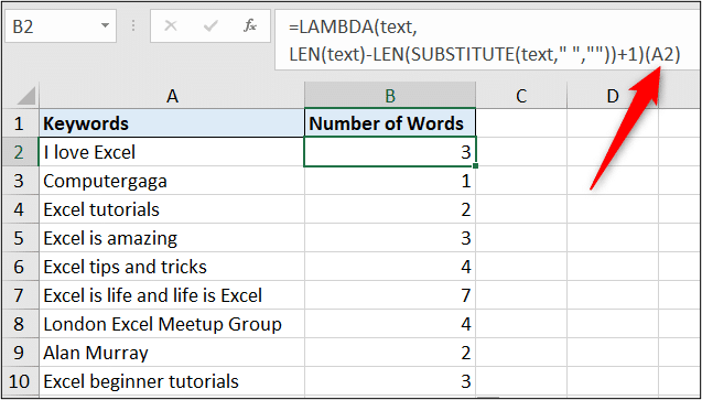 Test your LAMBDA by passing a value for the parameter