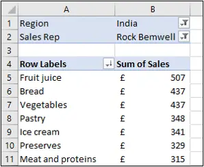 Two fields added to the Filter area of an Excel Pivot Table