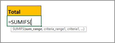 SUMIFS function arguments