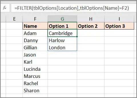 FILTER function to lookup multiple values