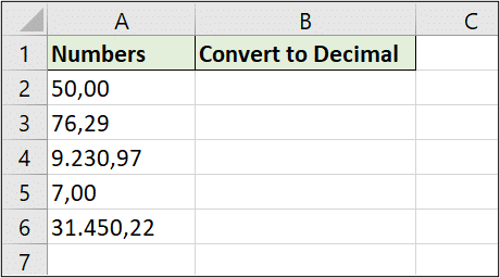 Numbers with a comma decimal separator