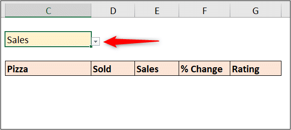 Drop down list to select the column header to sort by