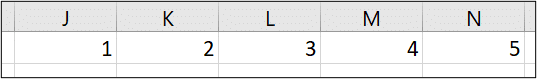 Numbers entered in five columns