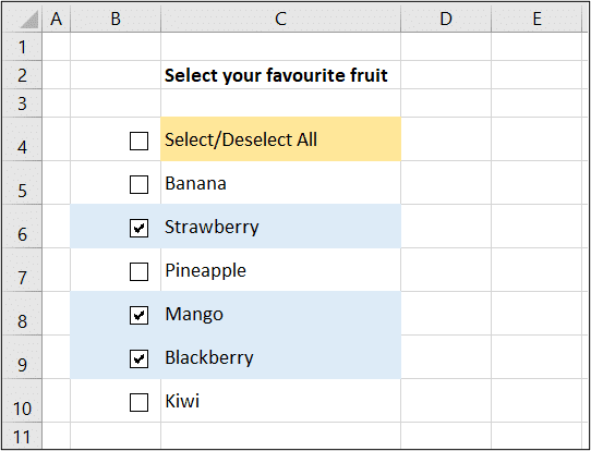 Checkbox to select all checkboxes