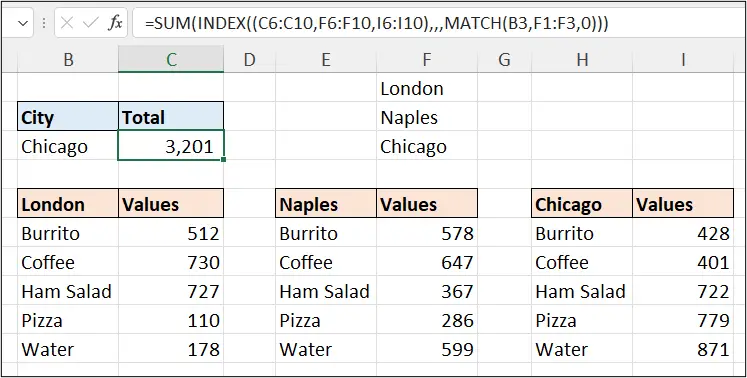 Choosing a reference with the INDEX function