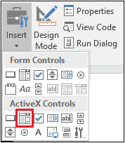 Create a combo box control in Excel